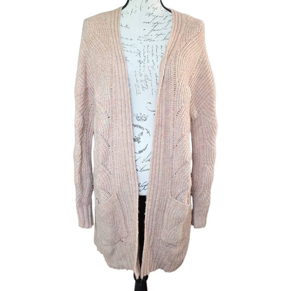 Pink Rose Women's Size Large Marled Pink Knit Cardigan Sweater